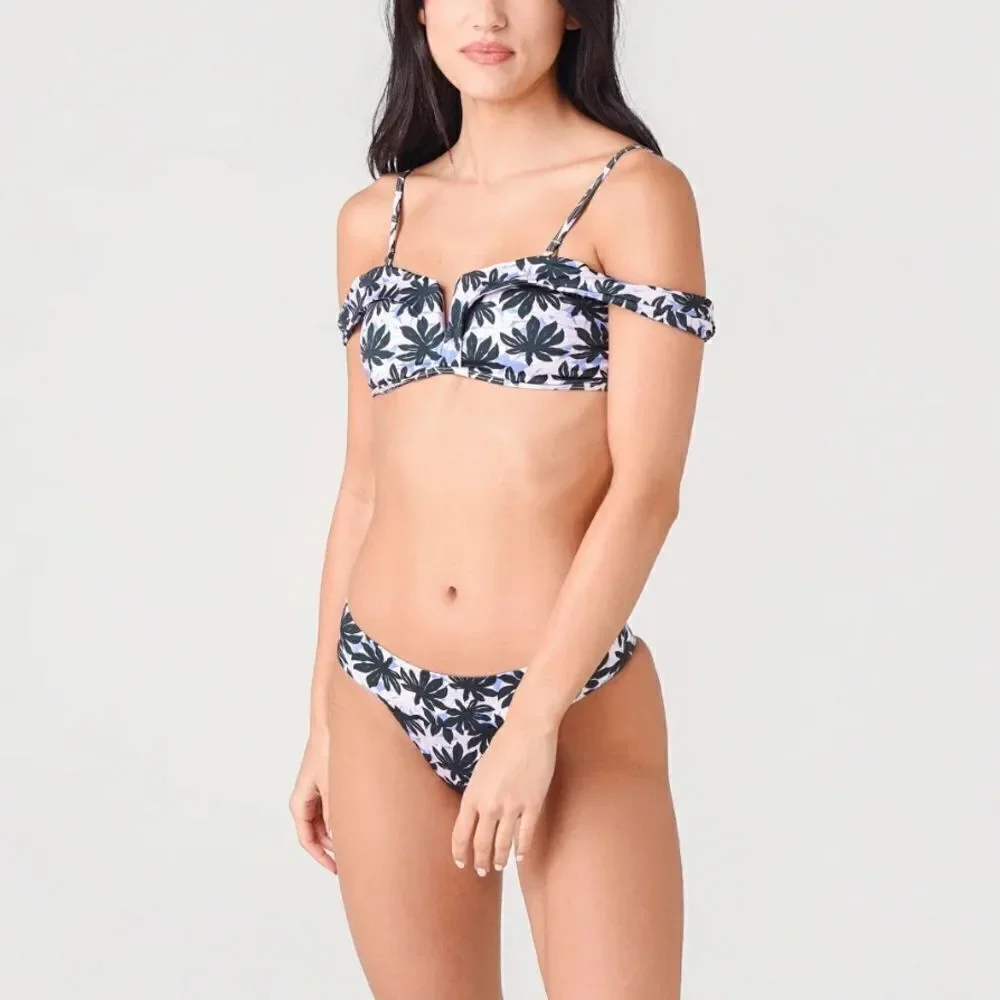 NEW Alexandra Miro Bikini Lola Top Tanga Bottom Palm Pink Blue Small - Picture 2 of 11